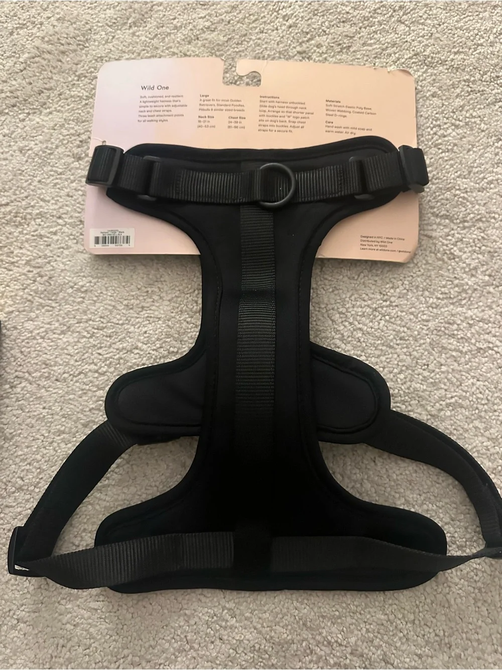 Dog Harness Wild One in Black size Large